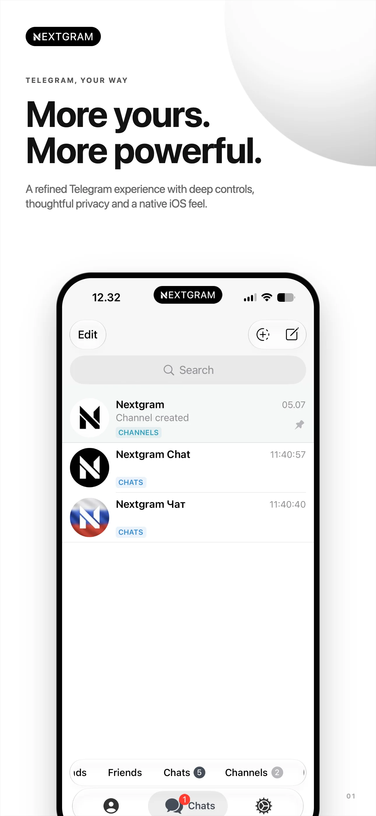 Nextgram chat list preview